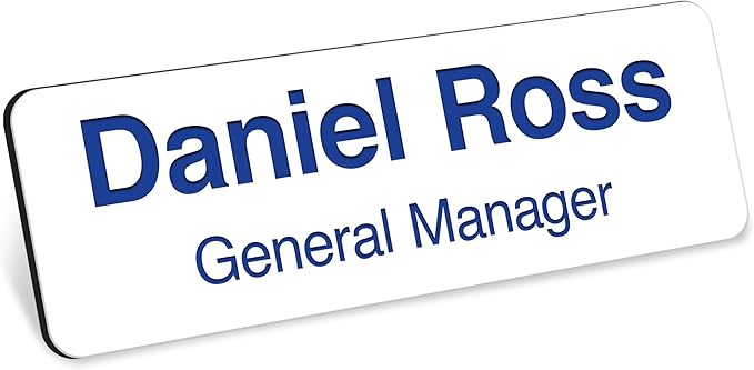 Name Tag, Magnetic White and Blue Name Tags, Personalized Name Tags, 1x3 Inches by MySignCenter