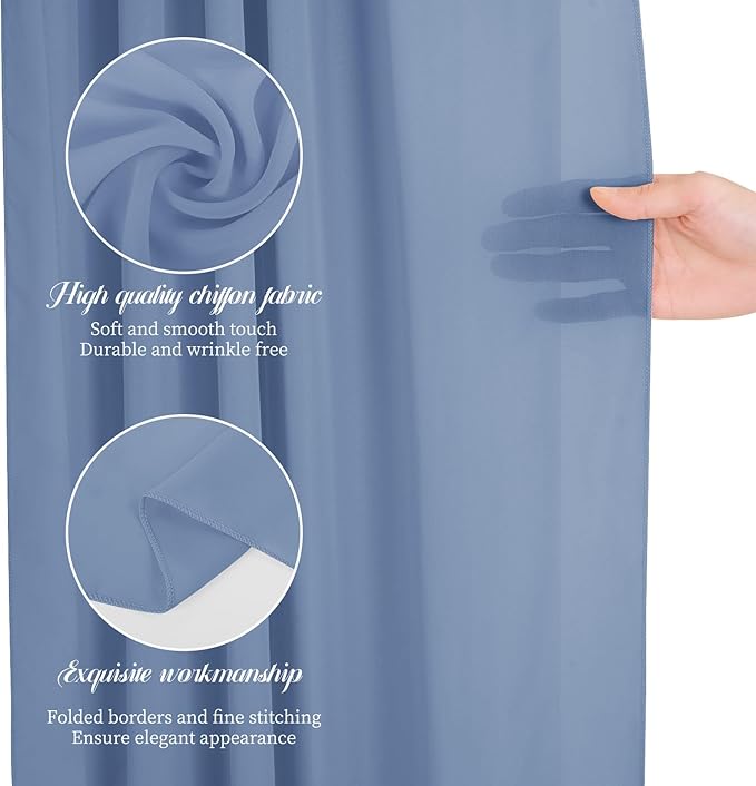 Wedding Arch Draping Fabric, 4 Panels 28" x20ft Dusty Blue Sheer Chiffon - Image 3