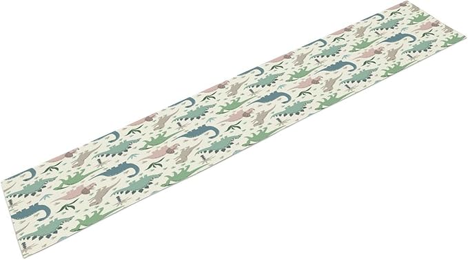 Cartoon Dinosaur Table Runner, Kids Boys Cute Colorful Animal Dino Abstract - Image 8