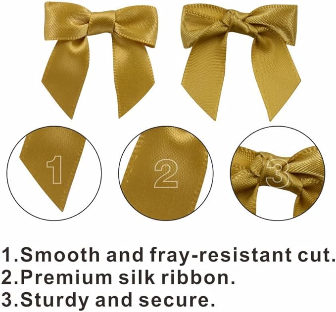 2.5" Hgzgch Gold Satin Ribbon Bow - Image 3