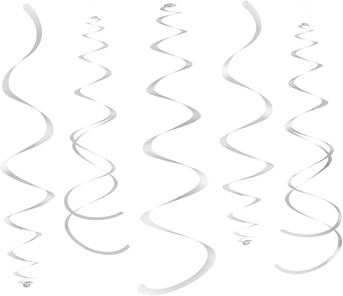 Silver Party Hanging Swirl Decorations Plastic Streamer by WEVEN