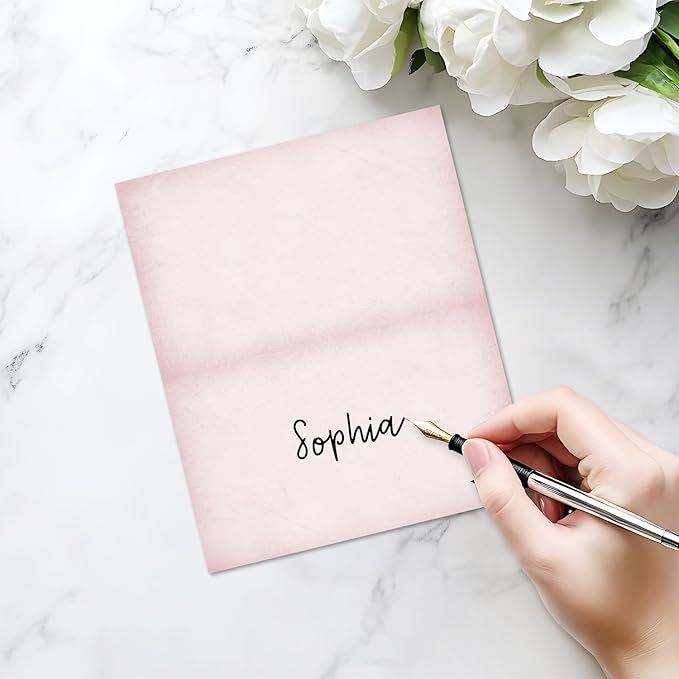 25 Pack Vintage Pink Place Cards, Editable Name Cards - Image 3