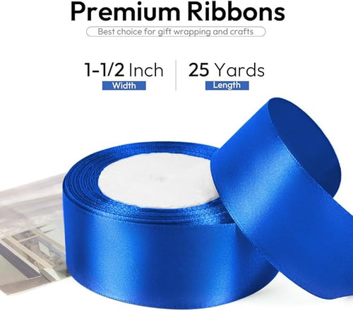1-1/2 Inch 25 Yards Satin Ribbon Royal Blue, Solid Color Fabric Ribbon - Image 2