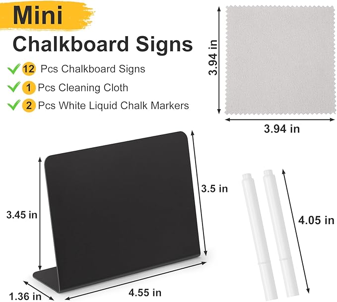 12 Pcs 4"x3" Mini Chalkboard Signs - Image 2