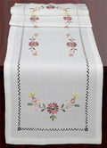Creative Linens Hemstitch Embroidered Daisy Flower Table Runner 15x52 Dresser by Creative+Linens