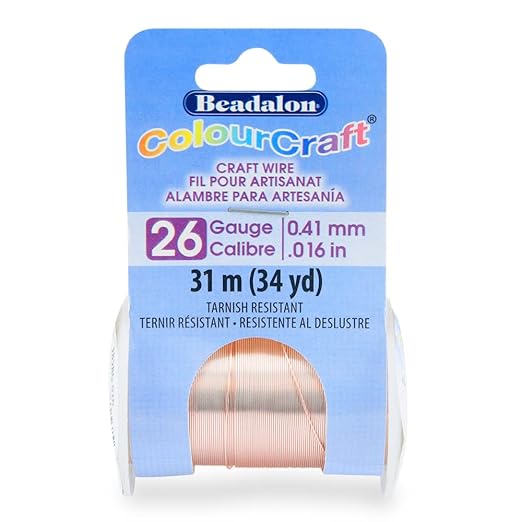 Beadalon ColourCraft Wire, 26 Gauge, Rose Gold Color Silver Plated, 34 yd Spool by Beadalon