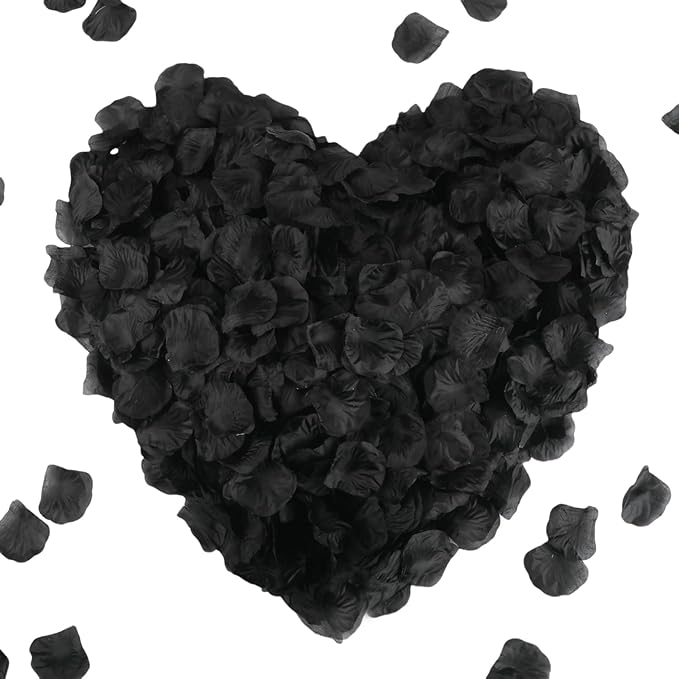 CODE FLORIST 1500 PCS Black Silk Rose Petals, Romantic Night, Proposal by CODE+FLORIST