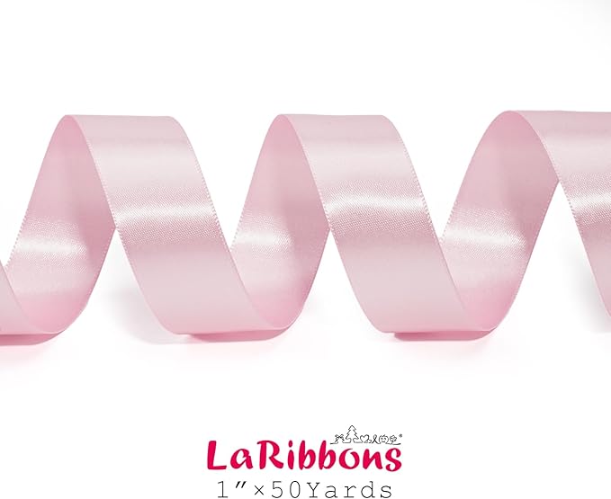 LaRibbons Light Pink Satin Ribbon 1 Inch 50 Yards Luxury Double Faced Pink Silk - Image 7