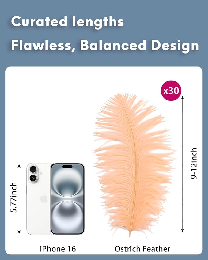 NEWONG 30pcs Champagne Ostrich Feathers Natural Bulk 9-12inch Vase Craft - Image 2