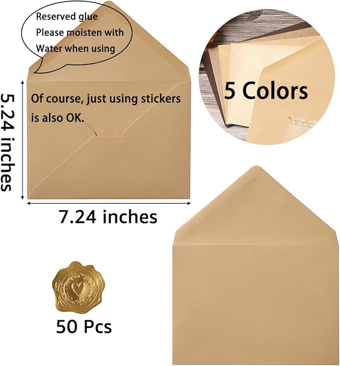 50 Pack Colored A7 Invitation Envelopes 5x7 - Image 2