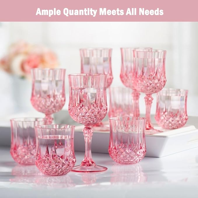 Plastic Wine Glasses，Plastic Goblets Vintage Style Cordial Drinking Glasses - Image 4