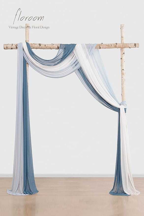 Floroom Wedding Arch Draping Fabric 3 Panels 20Ft Chiffon Fabric Drapes Arbor - Image 2