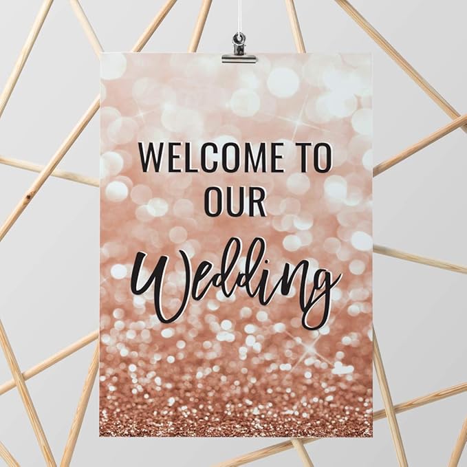 Andaz Press Extra Large Wedding Easel Board Party Sign, 12x18-inch, Glitzy Faux - Image 2