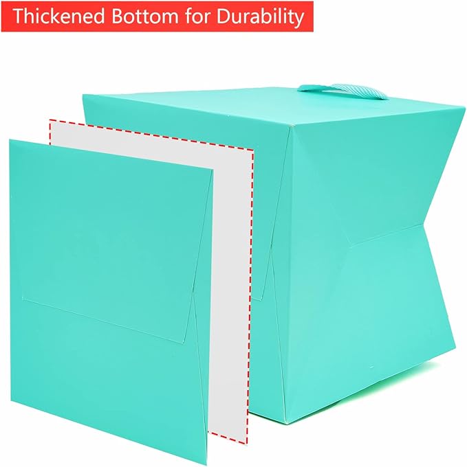 Teal Blue Paper Gift Bag Small Square Bottom Kraft Paper Bags - Image 3