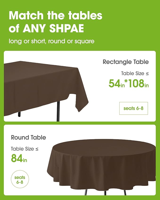 Pureegg Plastic Table Cloth Disposable 10 Pack, 54 x 108 Inch Table Cloths - Image 2