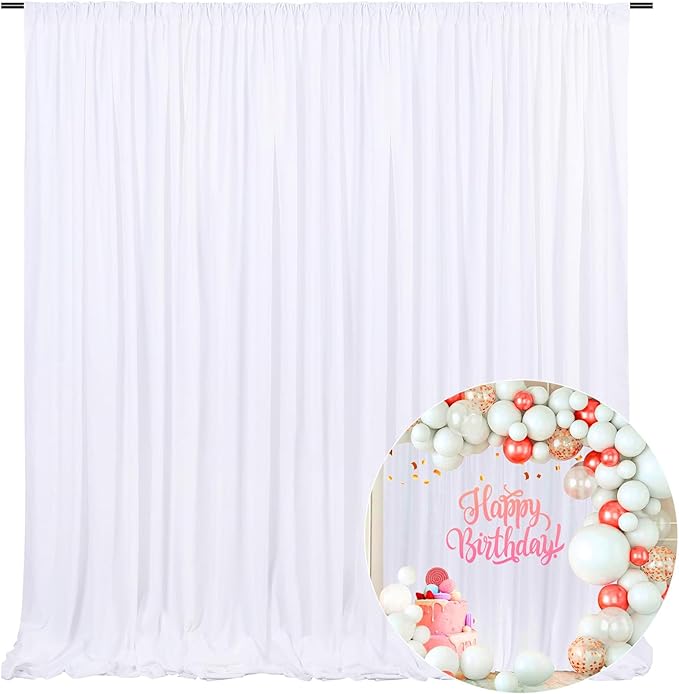 10 x 7 Feet White Backdrop Curtain by ZEBMOON