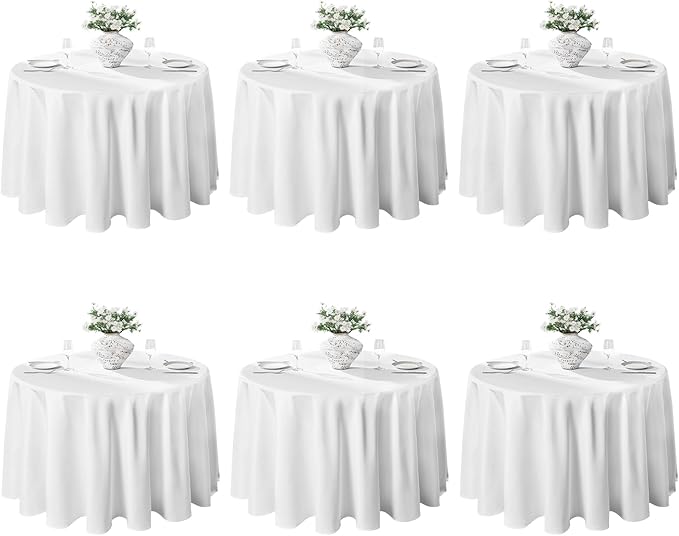 VidaFete 6 Pack 90inch Round Tablecloth Polyester Table Cloth，Stain Resistant by VidaFete