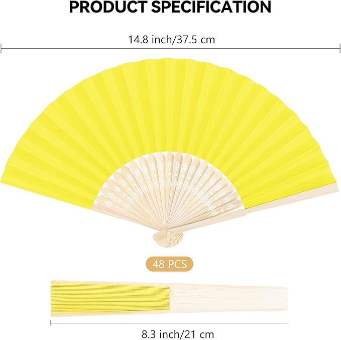 Aneco 48 Pieces Handheld Paper Fans Paper Folding Fans - Image 2