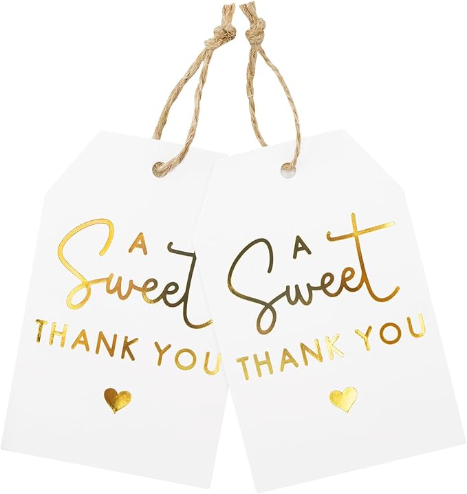 A Sweet Thank You Tags, joycraft 50Pcs Gold Thank You Gift Tags by joycraft