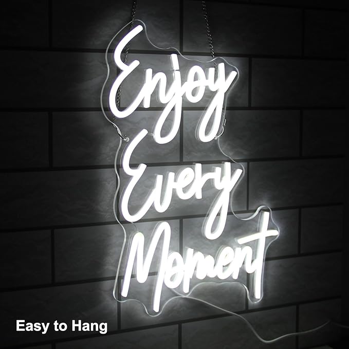 Enjoy Every Moment Neon Signs for Wall White Letter Neon Lights LED Letter Sign - Image 2