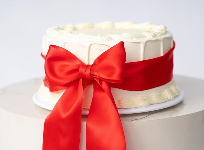 Red Satin Ribbon 2.5 Inch Double-Faced Ribbons 25 Yards - Image 5
