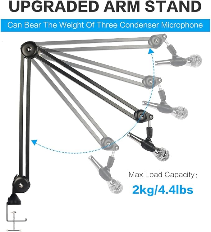 BOMGE heavy duty gaming Mic Boom Arm, Adjustable Studio Microphone Stand Arm - Image 4