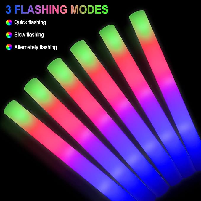 70pcs Foam Glow Sticks, Glow Sticks Bulk, 3 Flashing Modes - Image 3