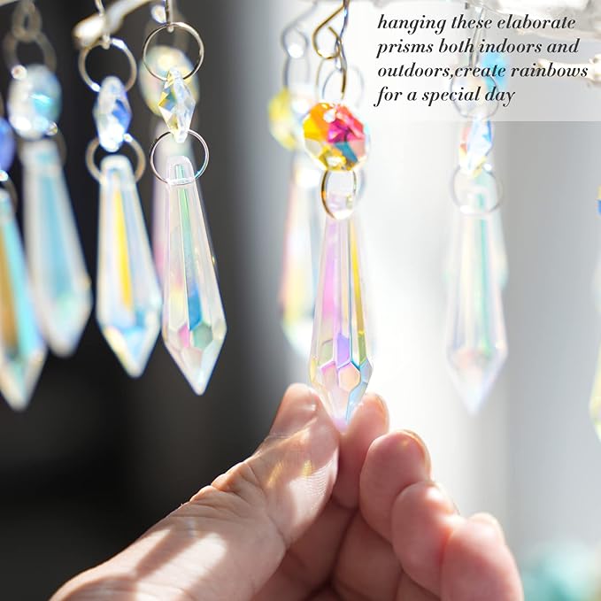20PCS Chandelier Icicle Crystal Prisms Suncatcher, 55mm Chandelier Crystals - Image 2