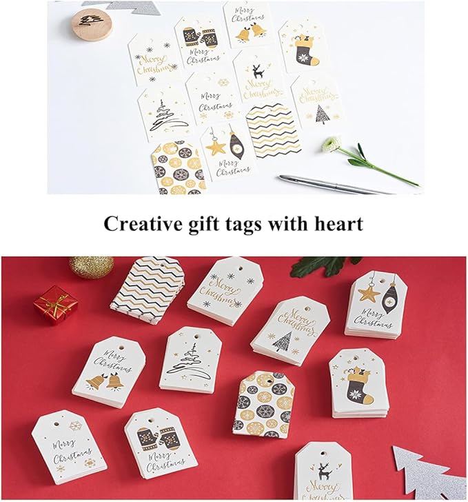 100 Pack Fashion Christmas Gift Tags， Xmas Fashion Gift Tags - Image 4