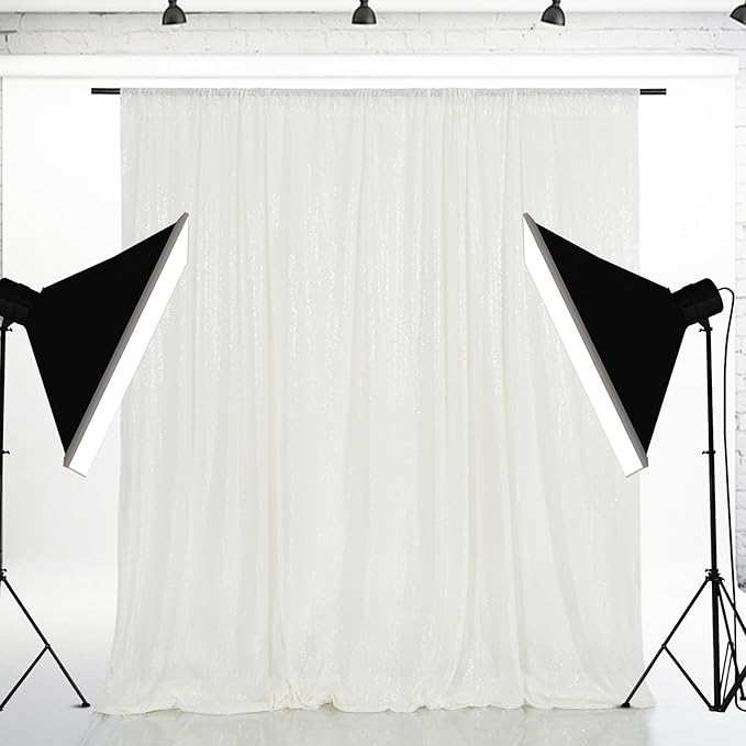Eternal Beauty White Sequin Backdrop, 20x10 Ft Glitter Background Curtains - Image 7