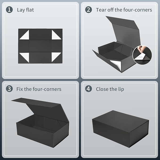 Large Black Gift Box, 13.75"x9"x4.5", Gift Boxes - Image 4