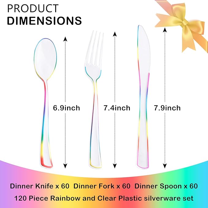 Supernal 120 PCS Clear Plastic Silverware Heavy Duty - Image 3