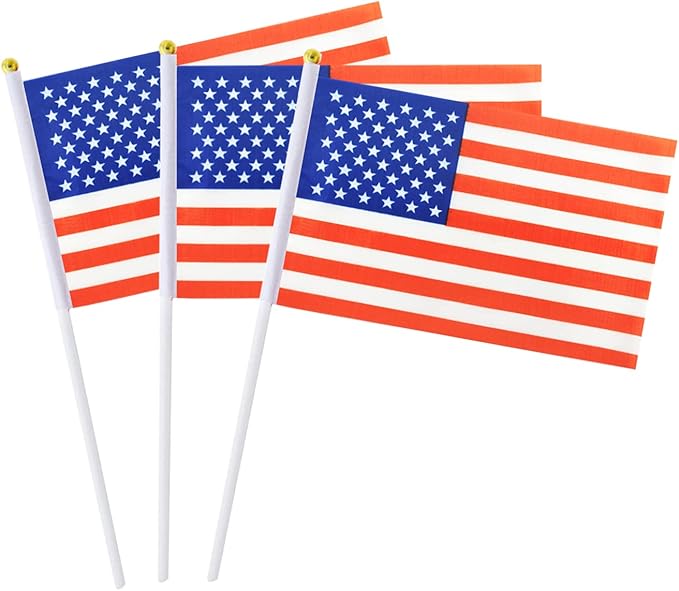 Small American Flags On Stick, Mini Handheld American USA Flag by Mflagperft