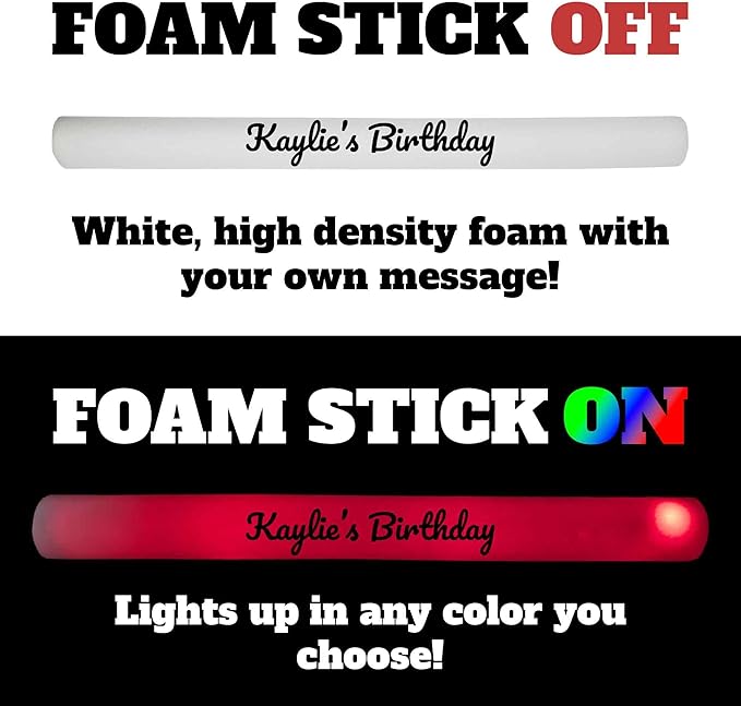 Pack of 12 Custom LED Party Foam Light Sticks Batons - Image 6