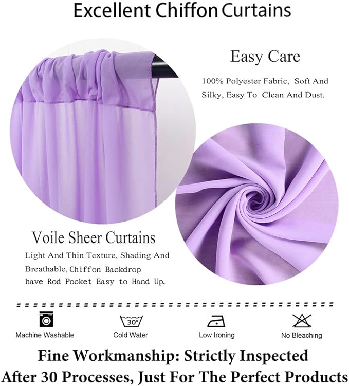 DUOBAO Lavender Wedding Backdrop Curtain Panels Photography Backdrops Drape - Image 3