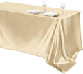 TURSTIN 1 Pack Champagne Satin Tablecloth 102 x 58 Inch Overlay Satin Table by TURSTIN