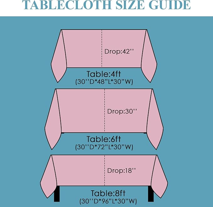 VidaFete Tablecloth 10 Pack 90 * 132inch Rectangle Table Cloth Polyester - Image 2