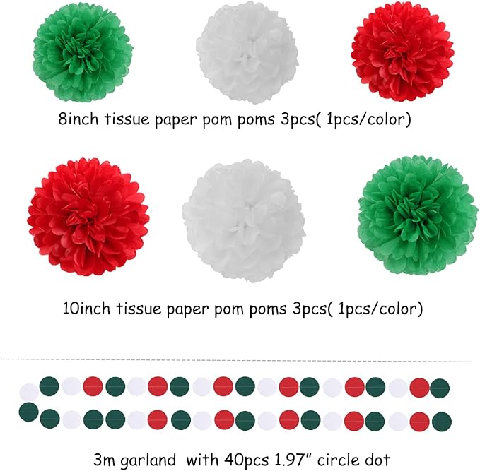 Red-Green White Party-Decorations - Image 2