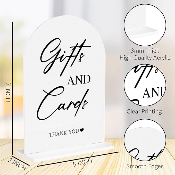 Cards and Gifts Sign for Wedding Acrylic Arch Wedding Bridal Shower Baby Shower - Image 2