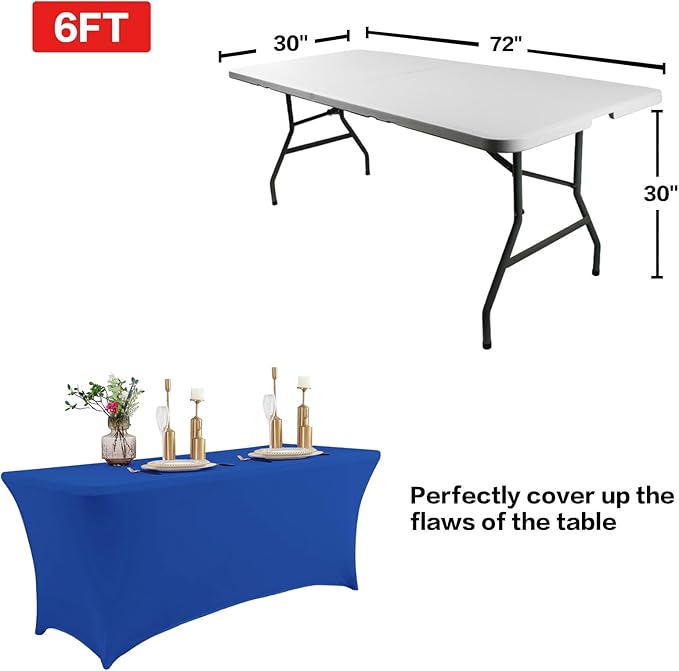IVAPUPU 8FT Table Cloth for Rectangular Fitted Events Stretch Fuchsia Table - Image 3