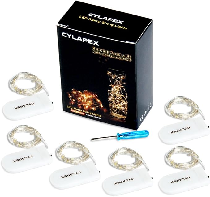 CYLAPEX 6 Pack Warm White Fairy Lights String Battery Operated Fairy Lights - Image 9