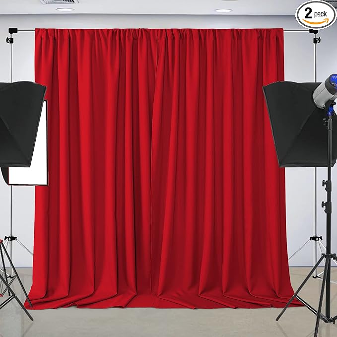 Joydeco Christmas Red Backdrop Curtain by JOYDECO