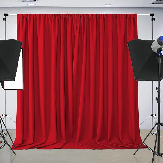 Joydeco Red Backdrop Curtain for Parties, Photography Backdrop Drapes for - Image 3