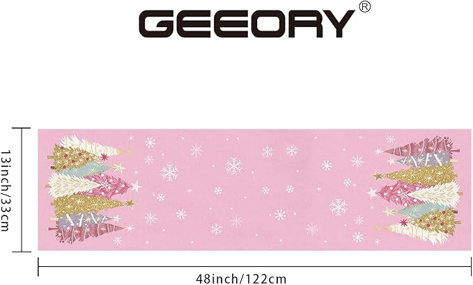 GEEORY Christmas Table Runner 13x48 Inch, Xmas Trees Snowflakes Holiday - Image 2