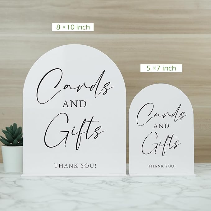 White Arch Acrylic Wedding Sign- 5"x7" Cards and Gifts Sign and Base, 1/8" - Image 7