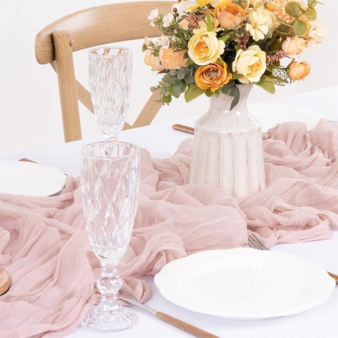 12Pcs Rubber Powder Cheesecloth Table Runner 120 Inch10FT Dust Powder Rustic - Image 3