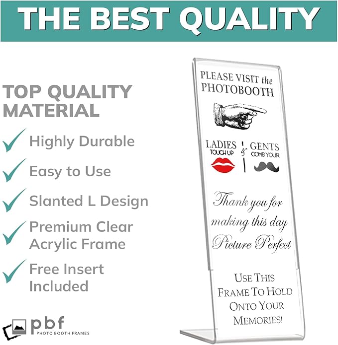 pbf PHOTO BOOTH FRAMES 2x6 Acrylic Sign Holder | 2 x 6 Vertical Stand Up - Image 4