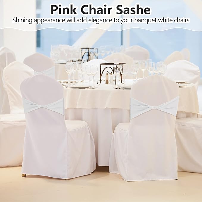 Kinlop 50 Pcs Spandex Chair Sashes Bows Chair Bands Slider Sashes - Image 5