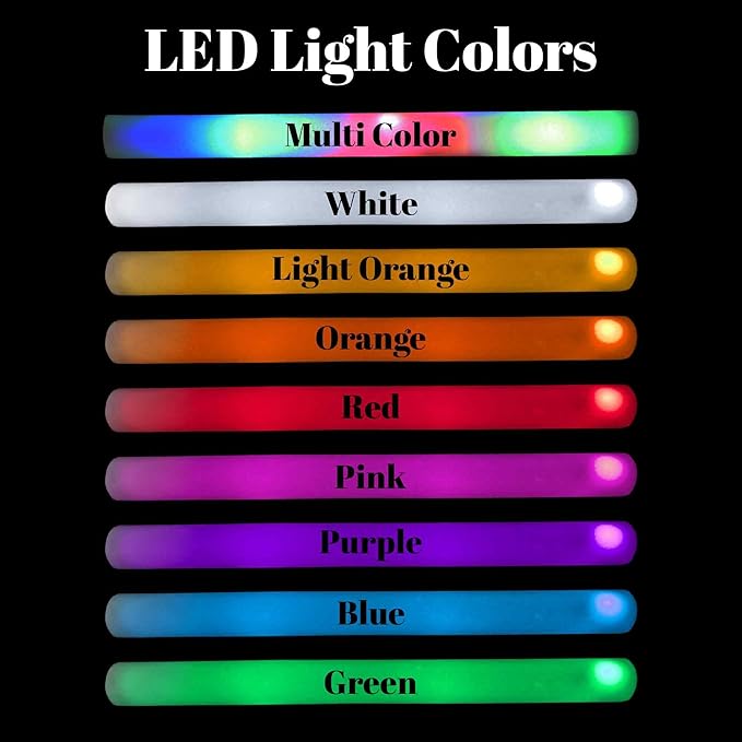 Pack of 12 Custom LED Party Foam Light Sticks Batons - Image 3