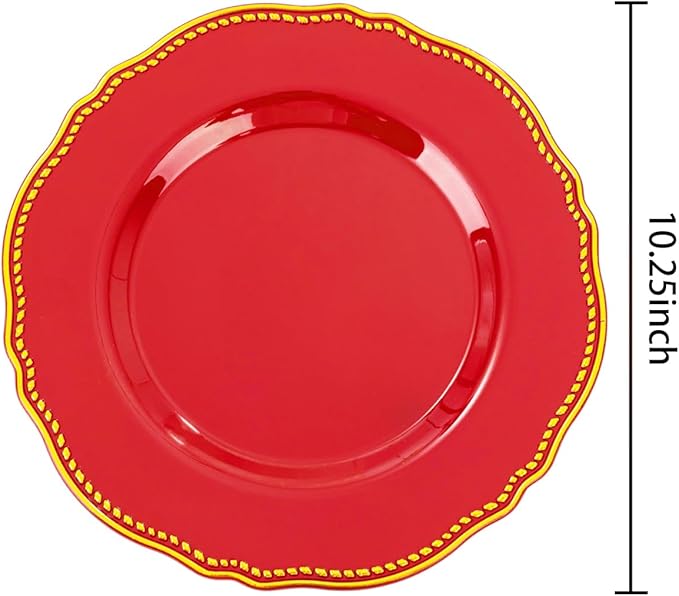 Hioasis 60pcs Red Plastic Plates - Image 6